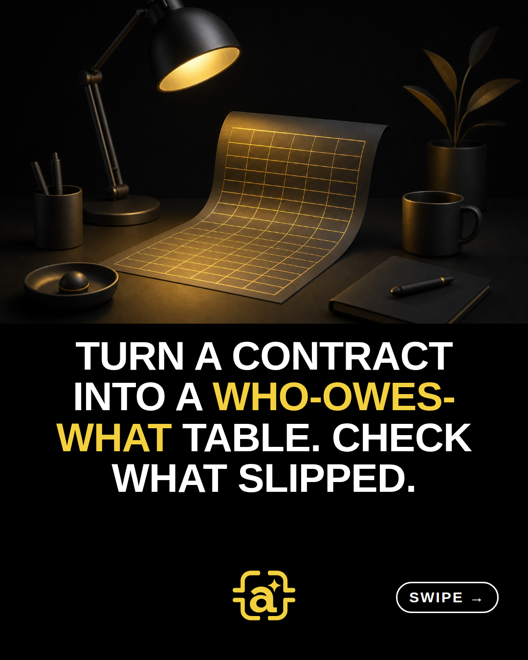 Turn a contract into a who-owes-what table. Check what slipped.