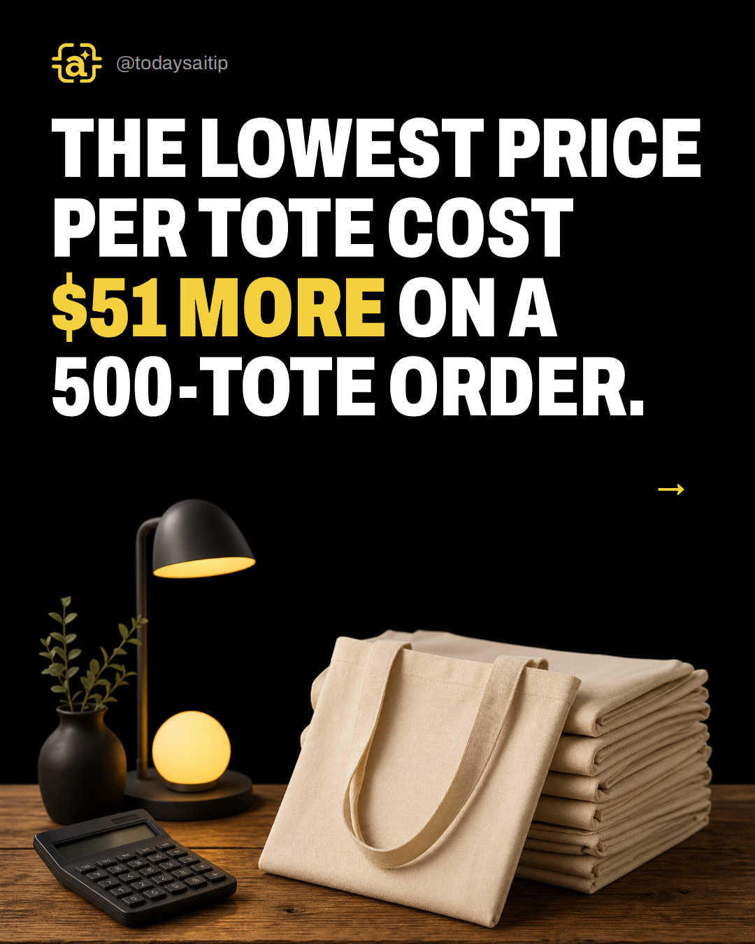 The lowest price per tote cost $51 more on a 500-tote order.