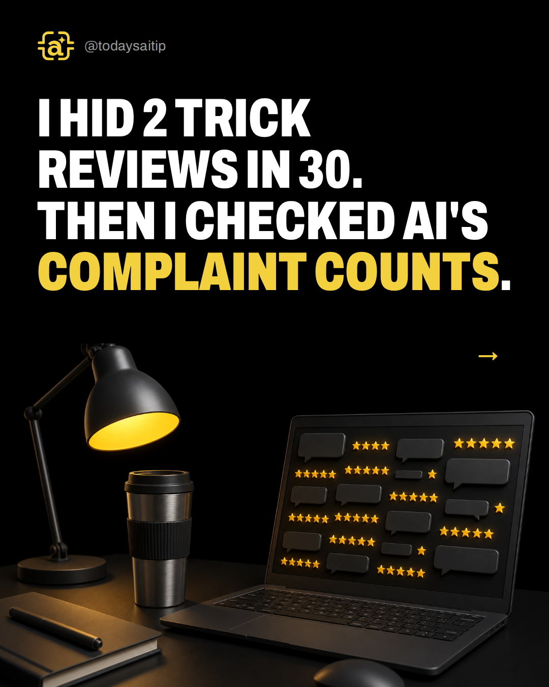 I hid 2 trick reviews in 30. Then I checked AI's complaint counts.
