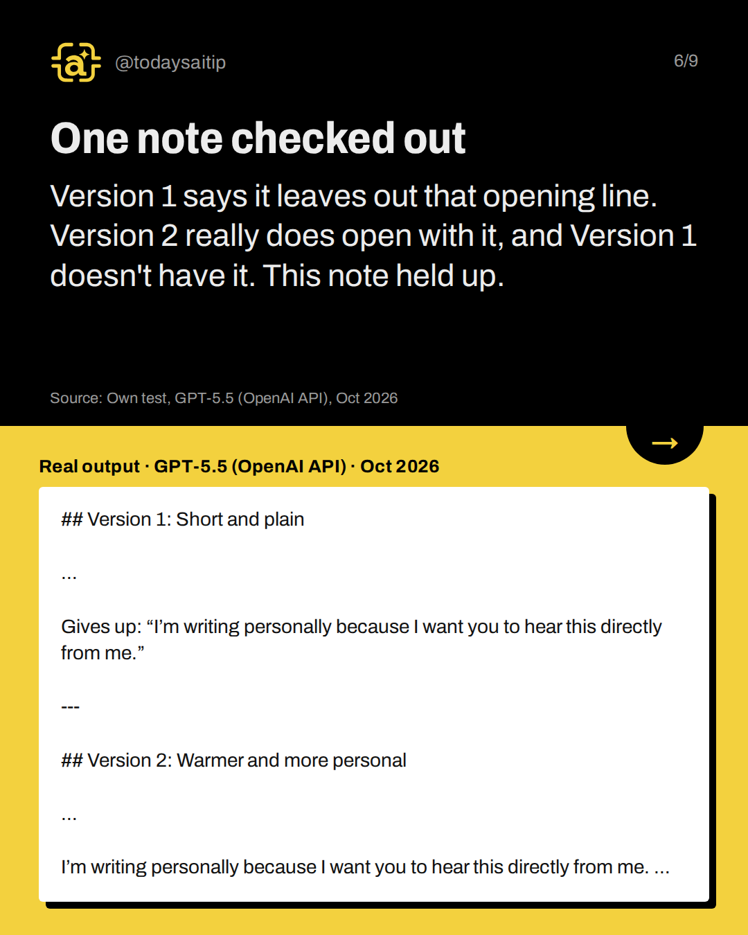 One note checked out. Version 1 says it leaves out that opening line. Version 2 really does open with it, and Version 1 doesn't have it. This note held up.