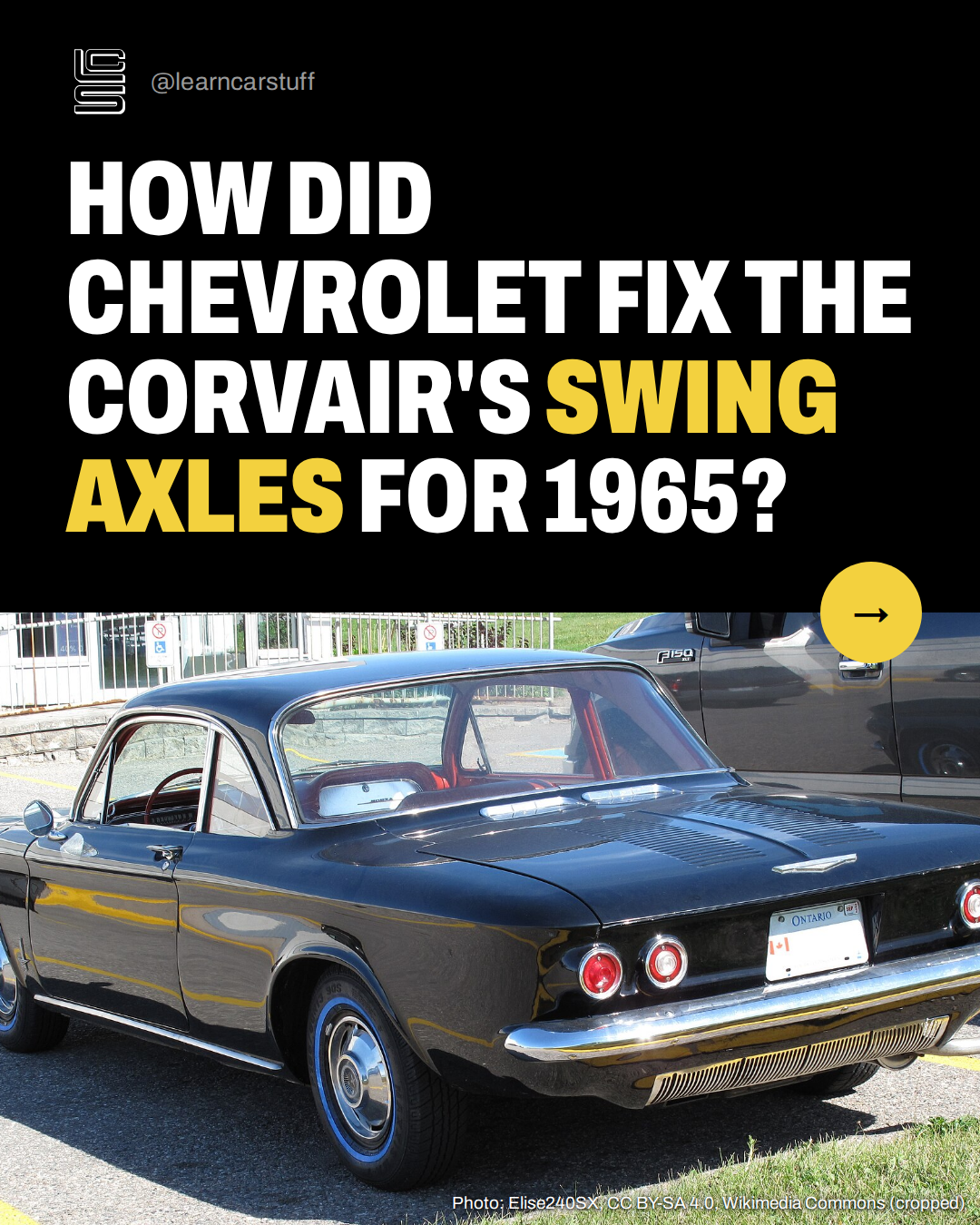 How did Chevrolet fix the Corvair's swing axles for 1965?