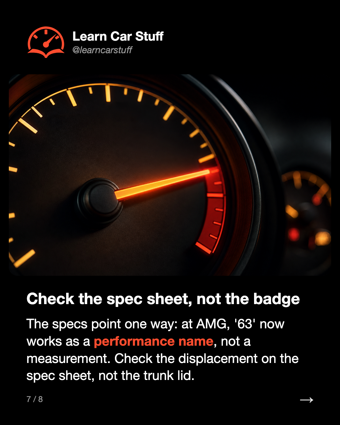 Check the spec sheet, not the badge. The specs point one way: at AMG, '63' now works as a performance name, not a measurement. Check the displacement on the spec sheet, not the trunk lid.