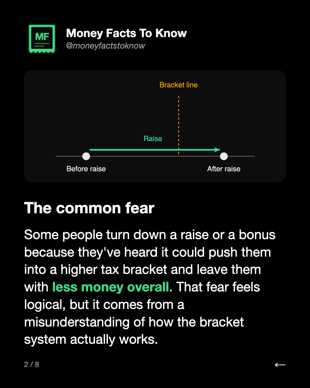 The common fear. Some people turn down a raise or a bonus because they've heard it could push them into a higher tax bracket and leave them with less money overall. That fear feels logical, but it comes from a misunderstanding of how the bracket system actually works.