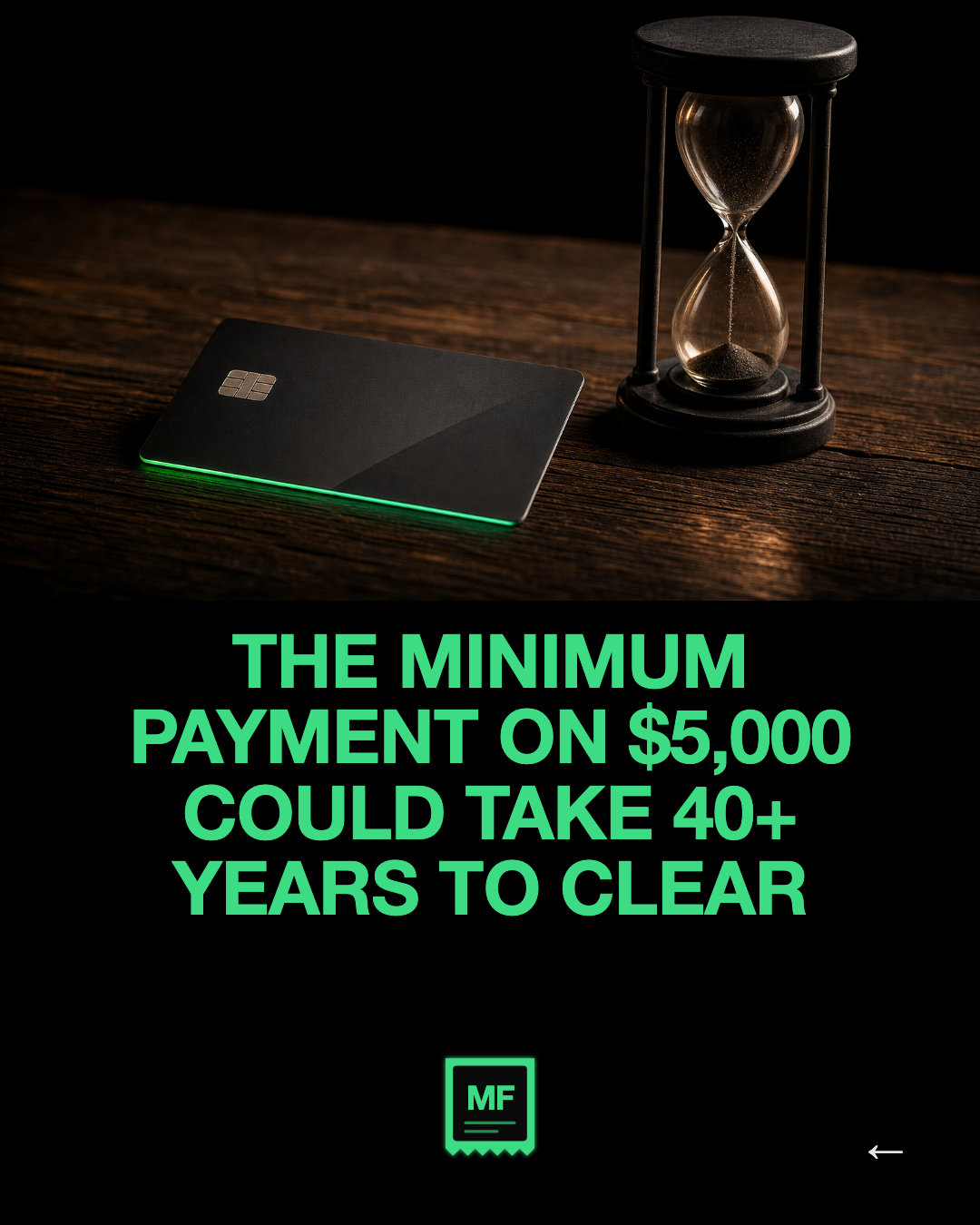 The minimum payment on $5,000 could take 40+ years to clear