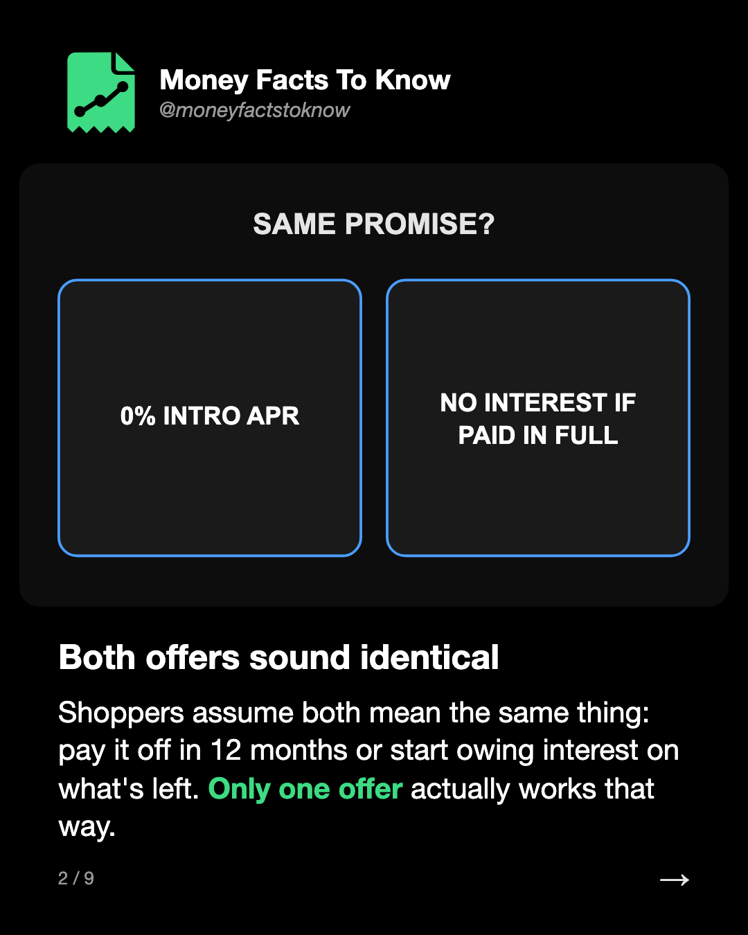 Both offers sound identical. Shoppers assume both mean the same thing: pay it off in 12 months or start owing interest on what's left. Only one offer actually works that way.