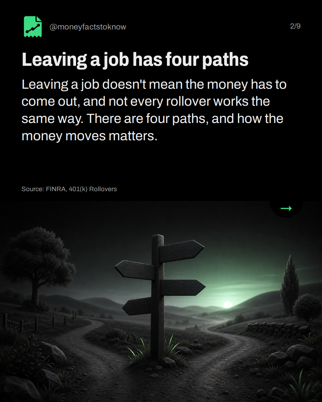 Leaving a job has four paths. Leaving a job doesn't mean the money has to come out, and not every rollover works the same way. There are four paths, and how the money moves matters.