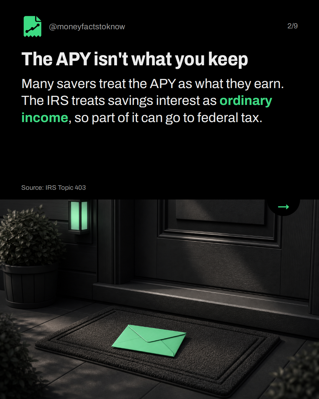 The APY isn't what you keep. Many savers treat the APY as what they earn. The IRS treats savings interest as ordinary income, so part of it can go to federal tax.